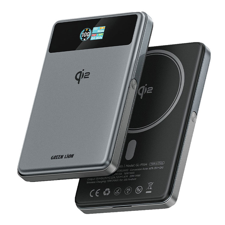 پاوربانک مغناطیسی Green Lion Vista با نمایشگر دیجیتال و فناوری Qi2