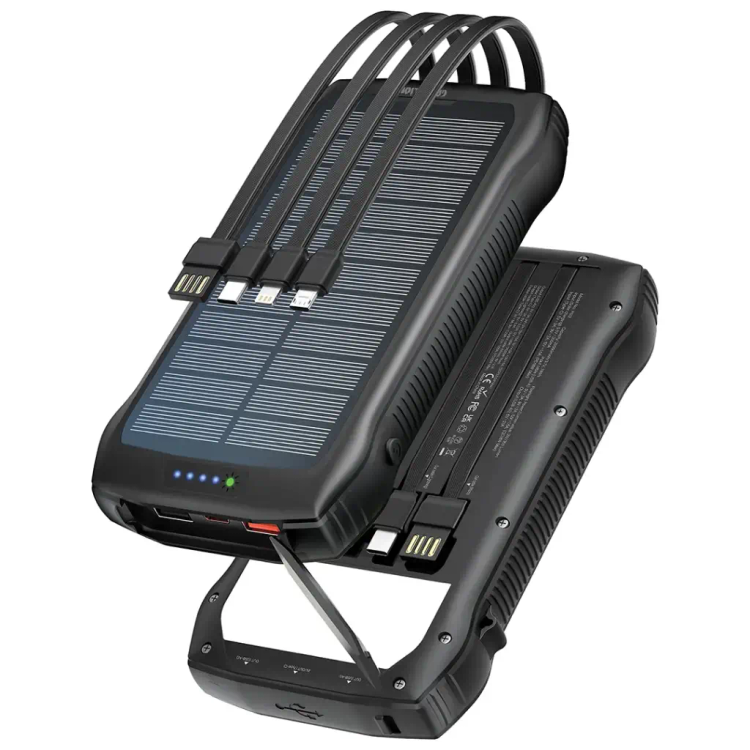 پاوربانک Solar Force گرین لاین با کابلهای داخلی چندکاره و پنل خورشیدی