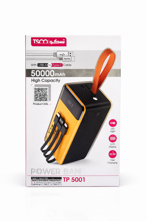 پاوربانک تسکو TP 5001 ظرفیت 50000 میلیآمپر فست شارژ 22.5 وات