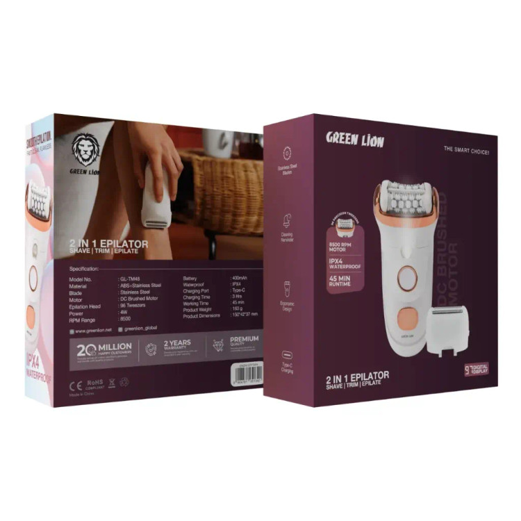 اپیلاتور و ماشین اصلاح 2 در 1 گرین لاین مدل GL-TM48