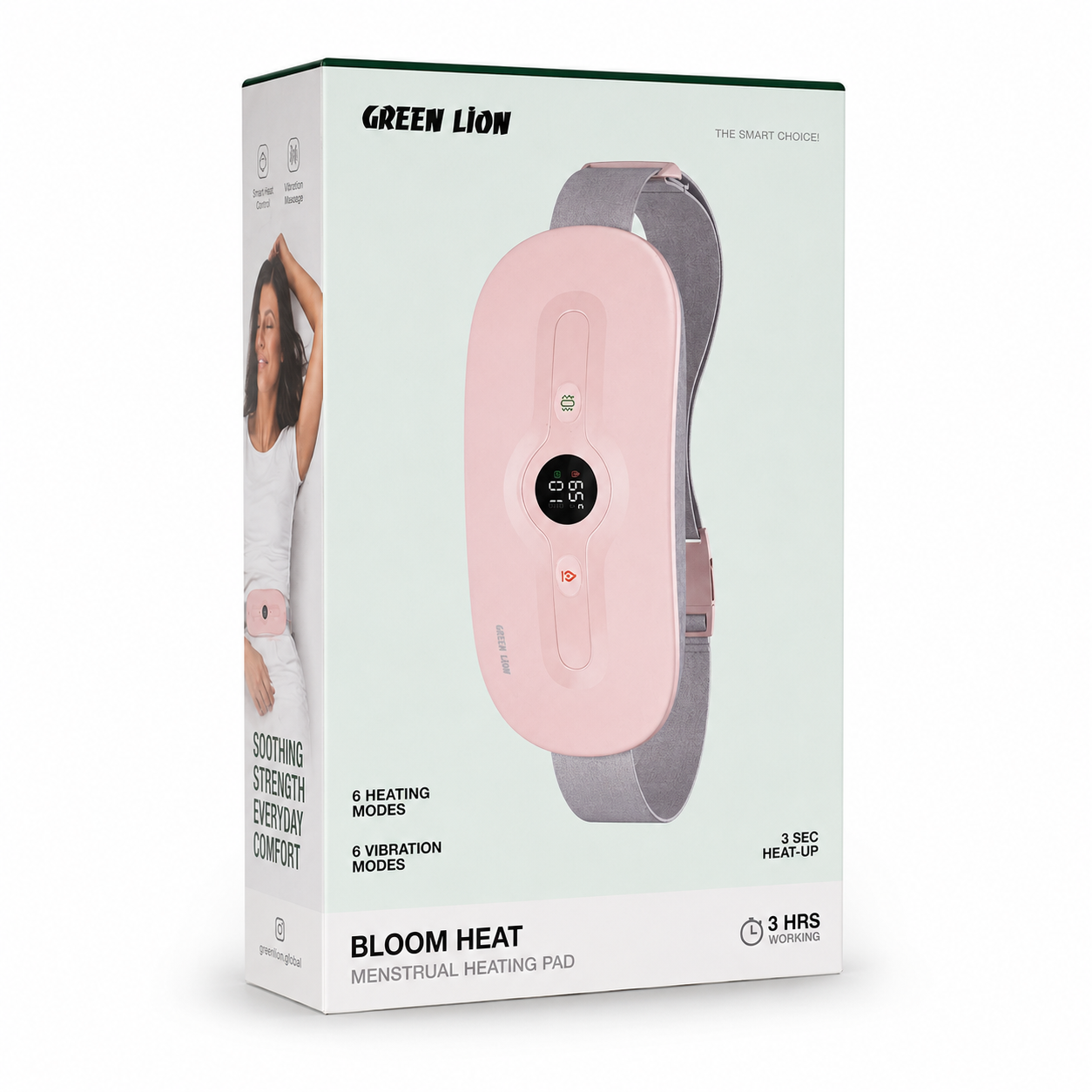 خرید پد گرم‌کننده قاعدگی گرین لاین مدل Bloom Heat با ۶ حالت گرمایش و ویبره | موبایل فونچی