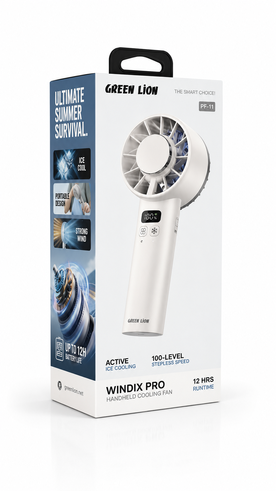 پنکه دستی خنک‌کننده گرین لاین Windix Pro مدل PF-11 با صفحه سرمایشی