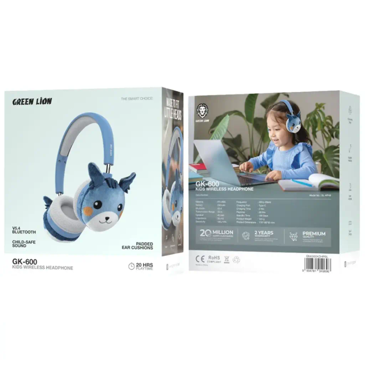 هدفون بیسیم کودک گرین لاین GK-600 طرح عروسکی