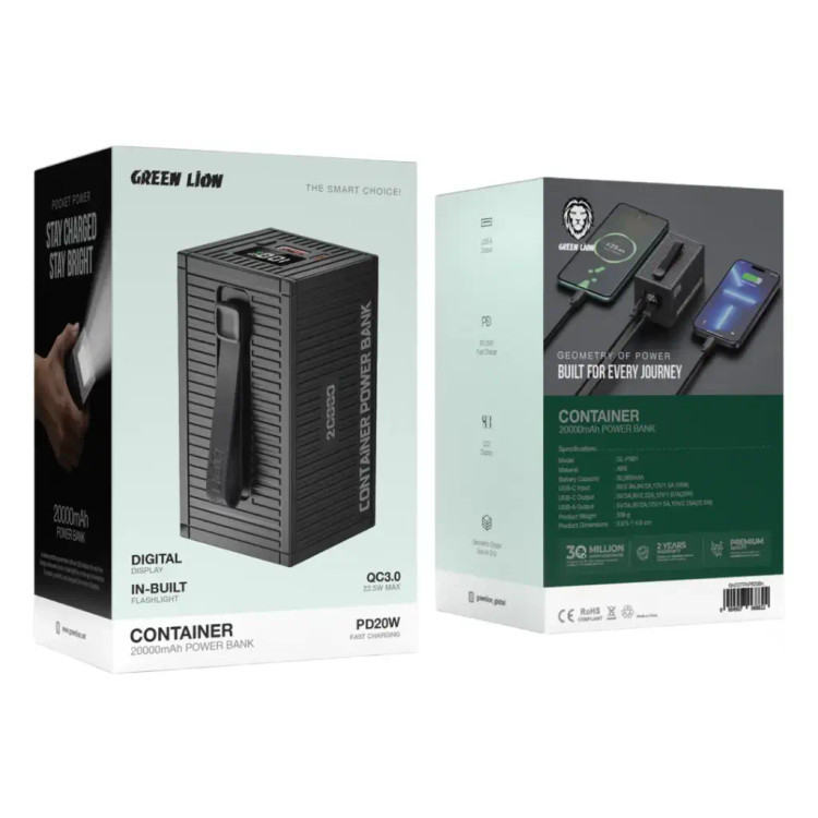 پاوربانک 20 هزار گرین لاین Container با توان ۲۲.۵ وات